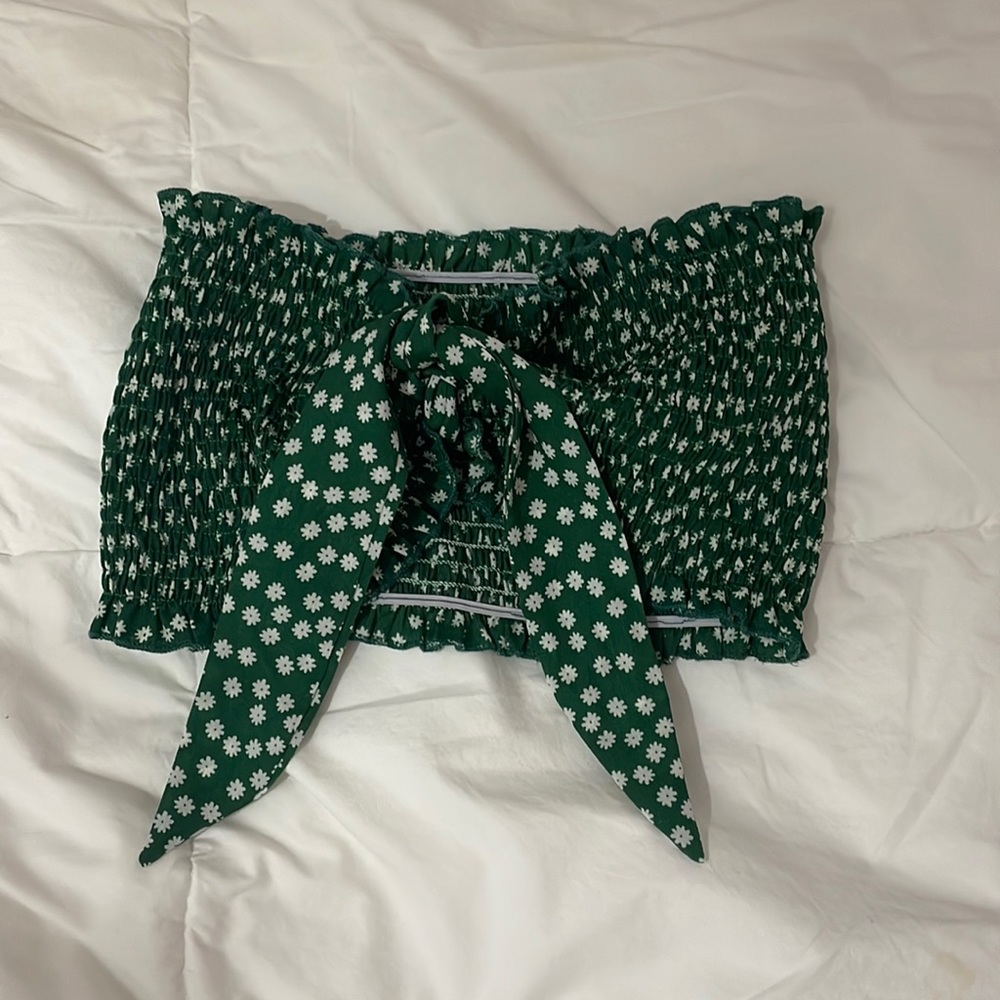 Green Bandeau Top with Tie